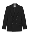Saint Laurent Wool Double-breasted Peacoat In Black