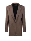 Saint Laurent Long-sleeved Suit Jacket In Brown
