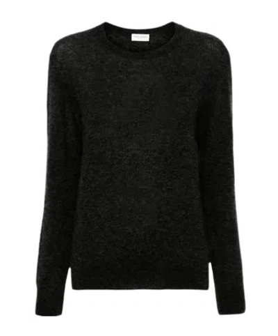 Saint Laurent Long-sleeved Sweater In Black