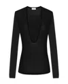 Saint Laurent Scoop-neck Knitted Jumper In Black