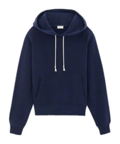 Saint Laurent Midnight Blu Cotton Sweatshirt In Black