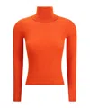Saint Laurent Ribbed-knit Turtleneck Sweater In Orange