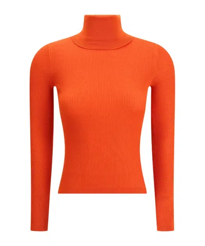 Saint Laurent Long-sleeved Sweater In Orange
