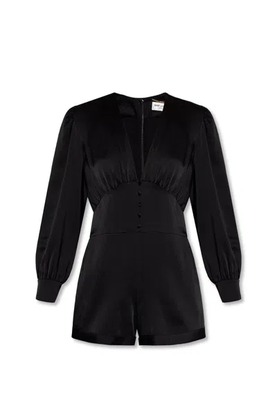 Saint Laurent Long Sleeved Vneck Jumpsuit In Black
