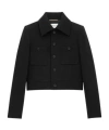 Saint Laurent Long-sleeved Wool Casual Jacket In Black