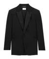 Saint Laurent Long-sleeved Wool Suit Coat In Black