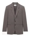 Saint Laurent Long-sleeved Wool Suit Coat In Black