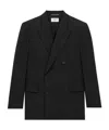 Saint Laurent Long-sleeved Wool Suit Coat In Black