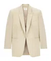 Saint Laurent Long-sleeved Wool Suit Coat In Nude