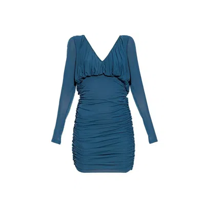 Saint Laurent Teal Green Jersey Mini Dress In Blue