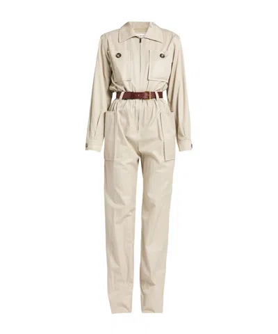 Saint Laurent Long Sleeves Jumpsuit In Nude