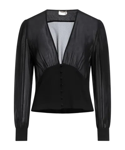 Saint Laurent Long Sleeves Shirt In Black