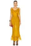 Saint Laurent Long Slip Dress In Jaune Moutarde