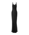 Saint Laurent Long Tank Dress In Silk Satin In Black