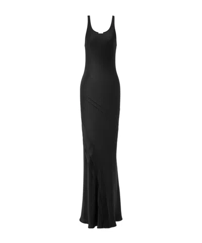 Saint Laurent Long Tank Dress In Silk Satin In Black