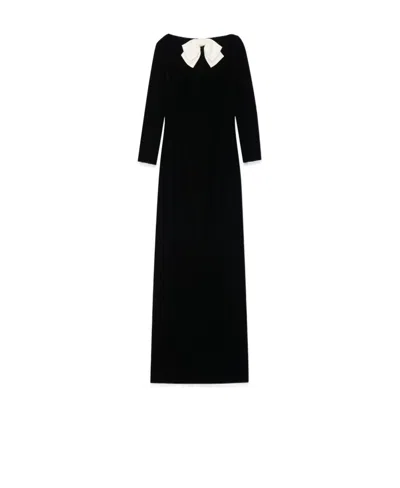 Saint Laurent Velvet Long Dress Women In Black
