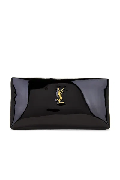 Saint Laurent Long Zipped Pouch In Noir