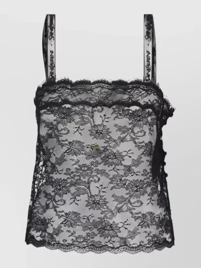Saint Laurent Long-sleeve Corset Top In Black