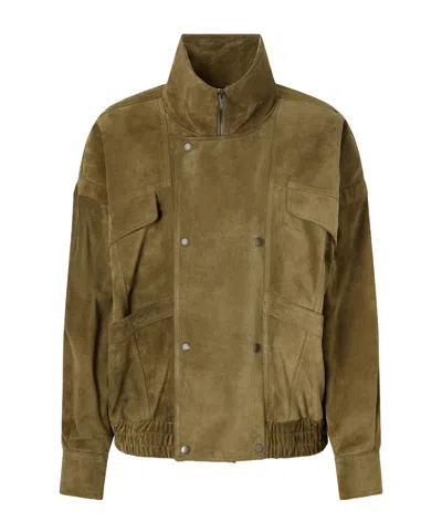 Saint Laurent Long-sleeve Leather Jacket In Animal Print