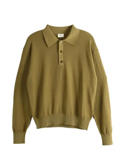 Saint Laurent Long-sleeve Polo Shirt In Green