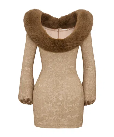 Saint Laurent Long-sleeved Dress In Neutral