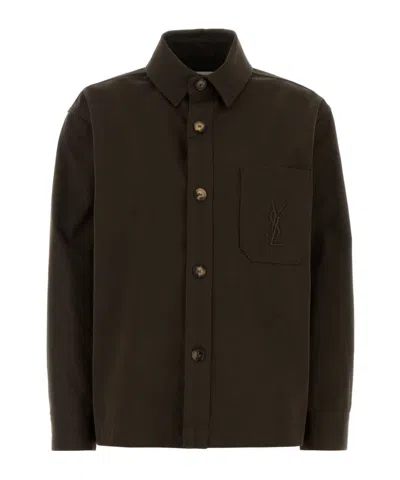 Saint Laurent Long-sleeved Shirt In Brown