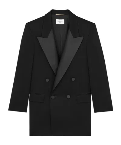 Saint Laurent Long-sleeved Suit Jacket In Black