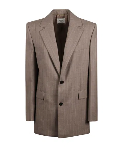 Saint Laurent Long-sleeved Suit Jacket In Brown