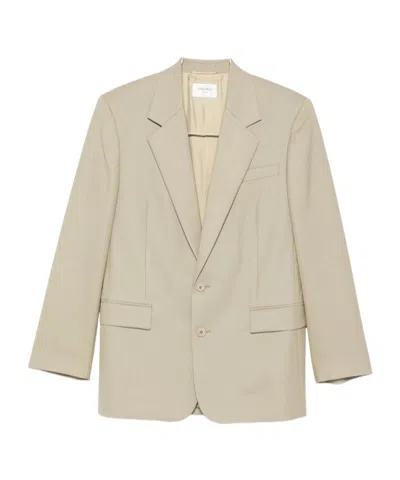 Saint Laurent Long-sleeved Suit Jacket In Neutral