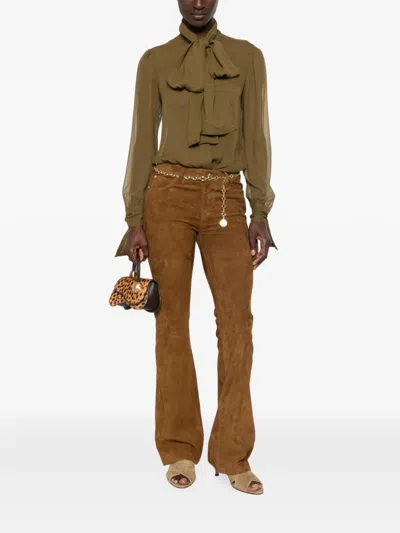 Saint Laurent Long-sleeves Blouse In Brown
