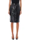 Saint Laurent Woman Midi Skirt Black Size 8 Calfskin In Black