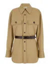 SAINT LAURENT BEIGE SAFARI SHIRT IN COTTON WOMAN