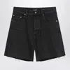Saint Laurent Loose Black Bermuda Shorts In Denim Women In Black