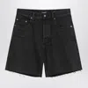 Saint Laurent Loose Black Bermuda Shorts In Denim Women In Black