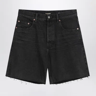 Saint Laurent Loose Black Bermuda Shorts In Denim Women