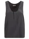 Saint Laurent Scoop-neck Silk Tank Top In Tempete