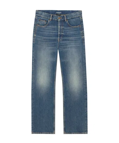Saint Laurent Loose Straight Mid-rise Jeans In Blue