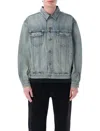 Saint Laurent Structured Denim Trucker Jacket With Pockets In Blue