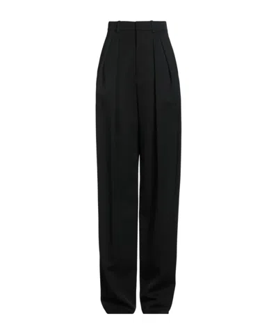 Saint Laurent Loose Wool Trousers In Black