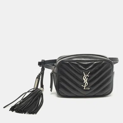 Pre-owned Saint Laurent Lou Black Matelasse Leather Belt Bag