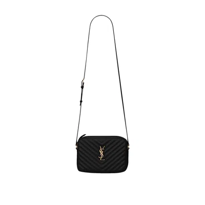 Saint Laurent Lou Medium Ysl Camera Bag With Pocket In Quilted Leather In Black
