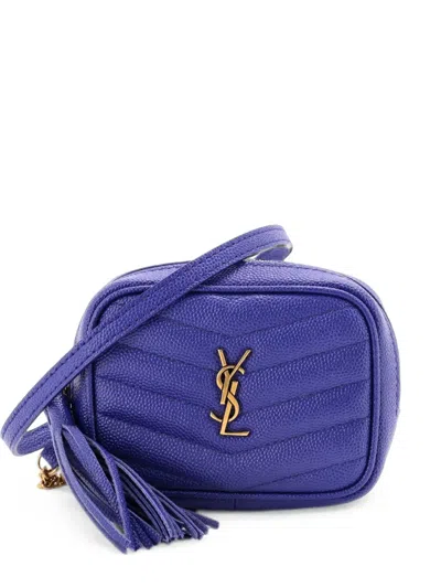 Pre-owned Saint Laurent Lou Camera Bag Matelasse Chevron Leather Baby Crossbody Bag In Blue