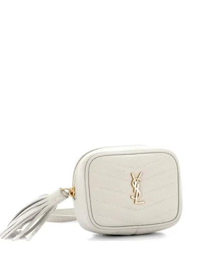 Pre-owned Saint Laurent Lou Camera Bag Matelasse Chevron Leather Baby Crossbody Bag In Neutral