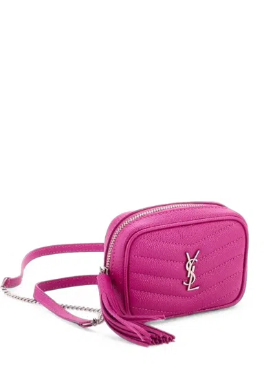 Pre-owned Saint Laurent Lou Camera Bag Matelasse Chevron Leather Baby Crossbody Bag In Purple