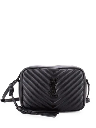 Pre-owned Saint Laurent Lou Camera Bag Matelasse Chevron Leather Small Crossbody Bag In 黑色