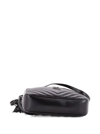 Pre-owned Saint Laurent Lou Camera Bag Matelasse Chevron Leather Small Crossbody Bag In Black