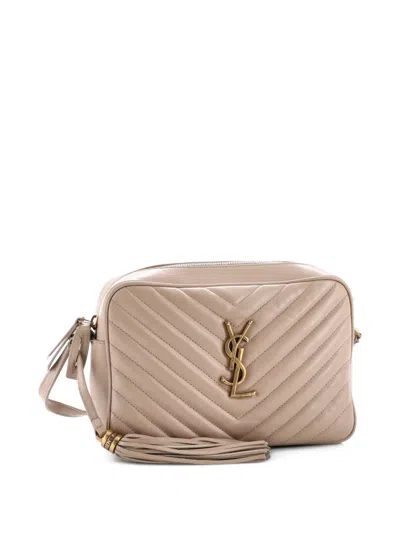 Pre-owned Saint Laurent Lou Camera Bag Matelasse Chevron Leather Small Crossbody Bag In Neutral