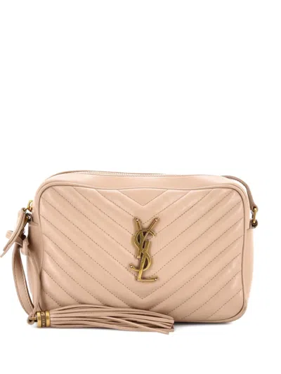 Pre-owned Saint Laurent Lou Camera Bag Matelasse Chevron Leather Small Crossbody Bag In Neutral