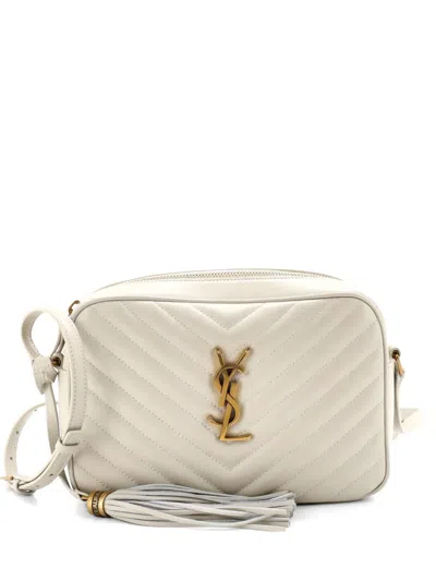 Pre-owned Saint Laurent Lou Camera Bag Matelasse Chevron Leather Small Crossbody Bag In Neutral