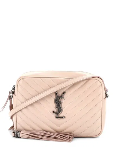 Pre-owned Saint Laurent Lou Camera Bag Matelasse Chevron Leather Small Crossbody Bag In Neutral
